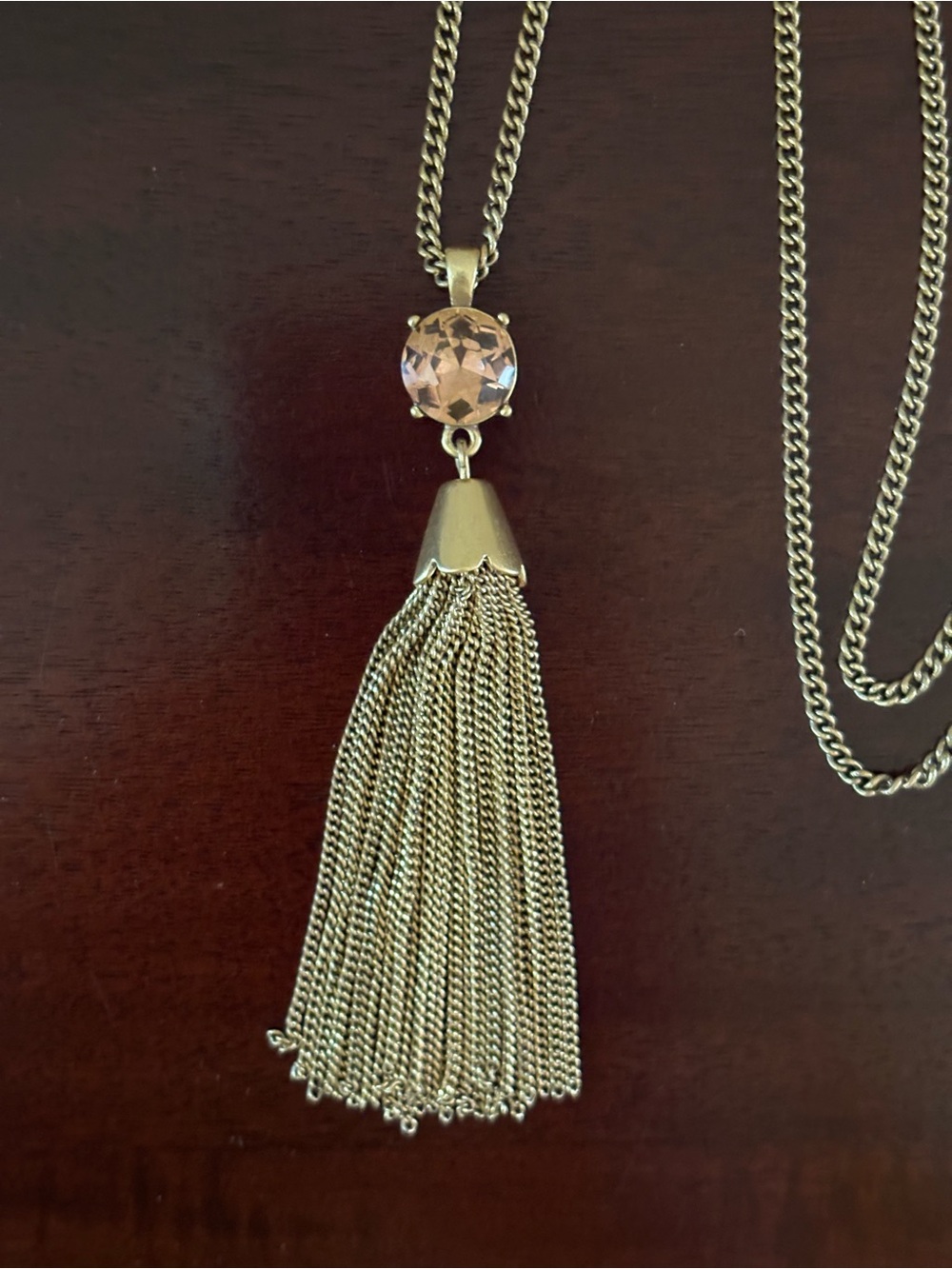 J. Crew Factory | Long Peach Crystal Tassel Necklace | 30” Adjustable